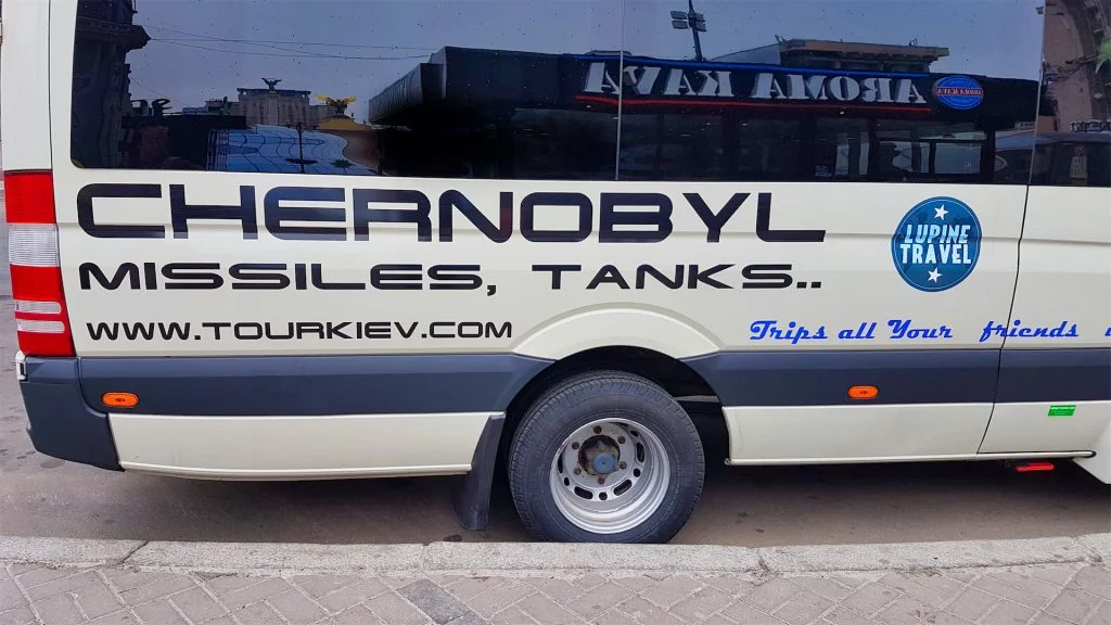 chernobyl tour bus pickup in kiev image