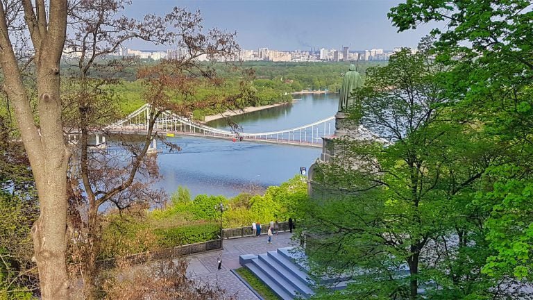 kiev dnieper river bridge volodymyr great monument image