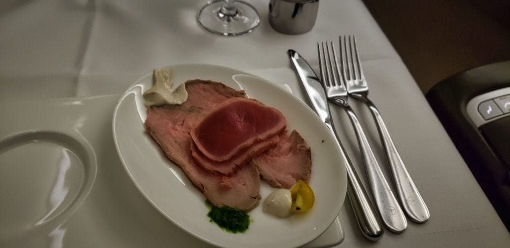 lufthansa 747 first class dining appetiser