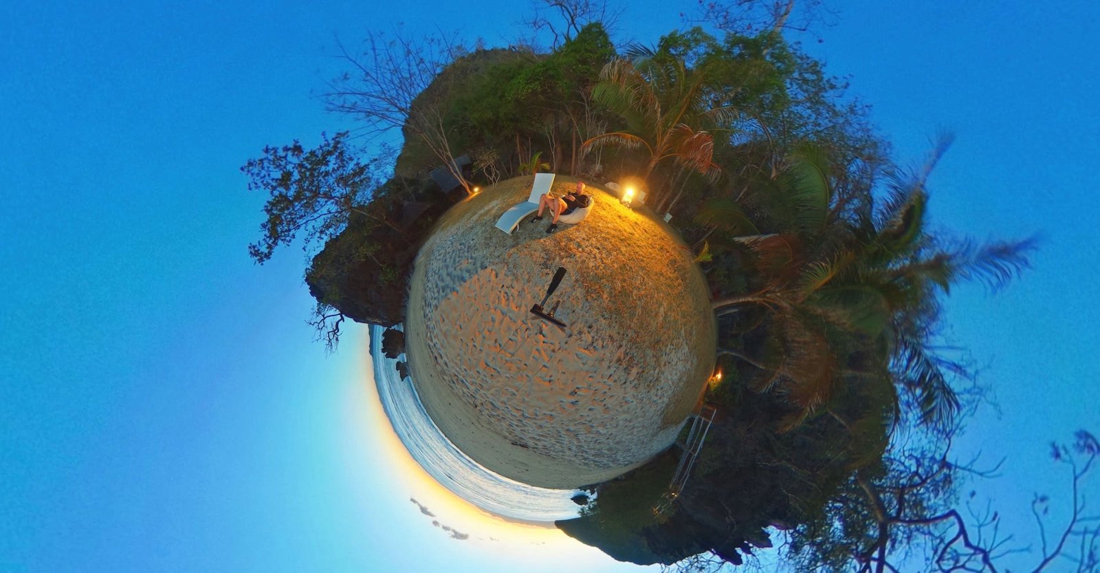 Sangat Island Dive Resort Villa Private Beach Evening Tiny Planet