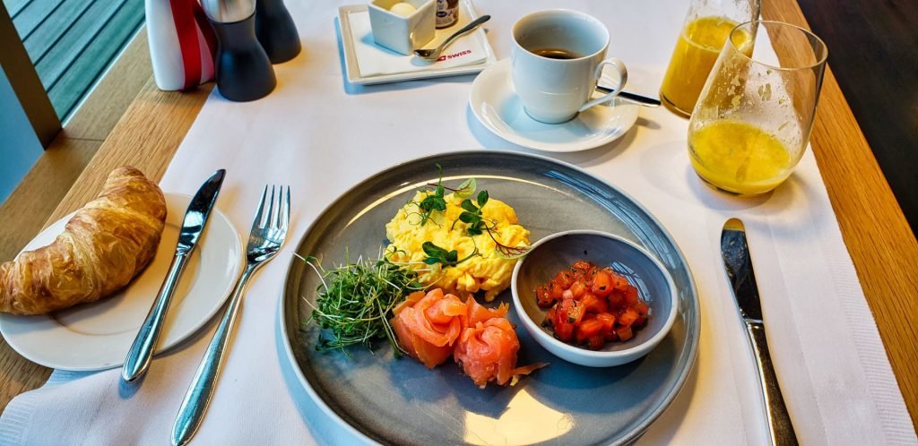 Swiss First Class Terminal Zurich breakfast