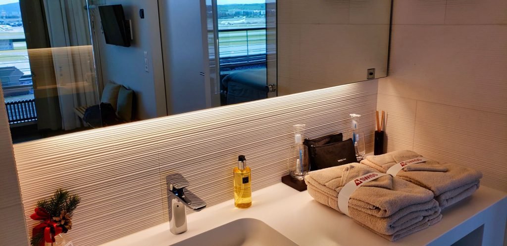Swiss First Class Terminal Zurich day room bathroom basin