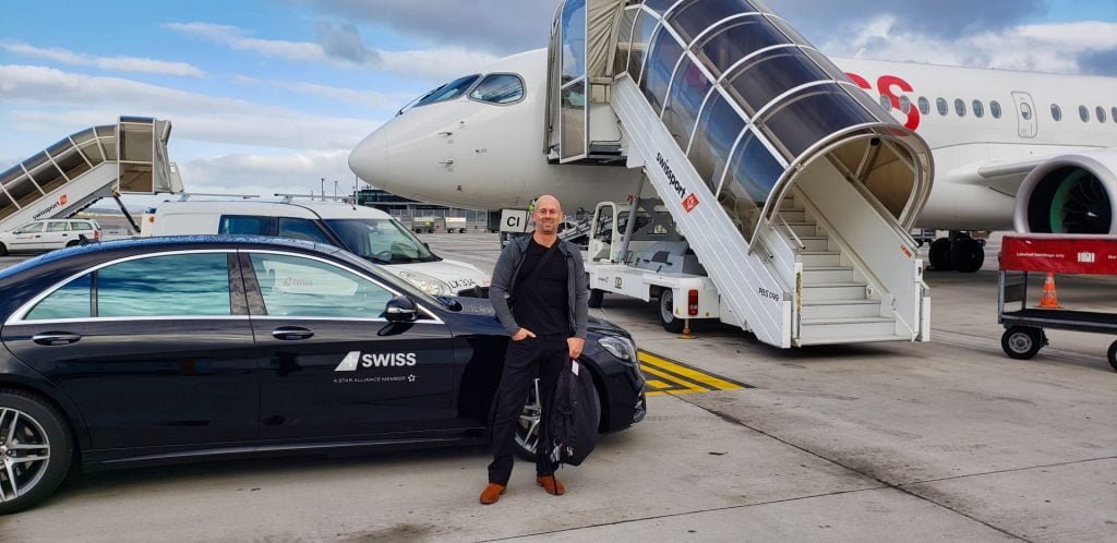 Swiss First Class Terminal Zurich limousine transfer at aircraft