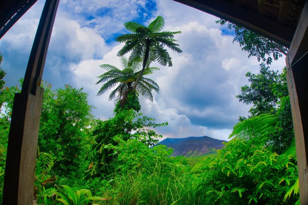 mount yasur active volcano view from volcano island paradise cabin decking