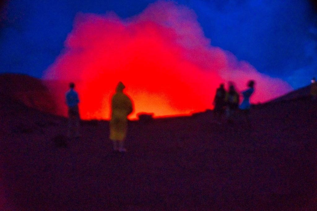 yasur volcano tanna vanuatu crater night red glow tour group