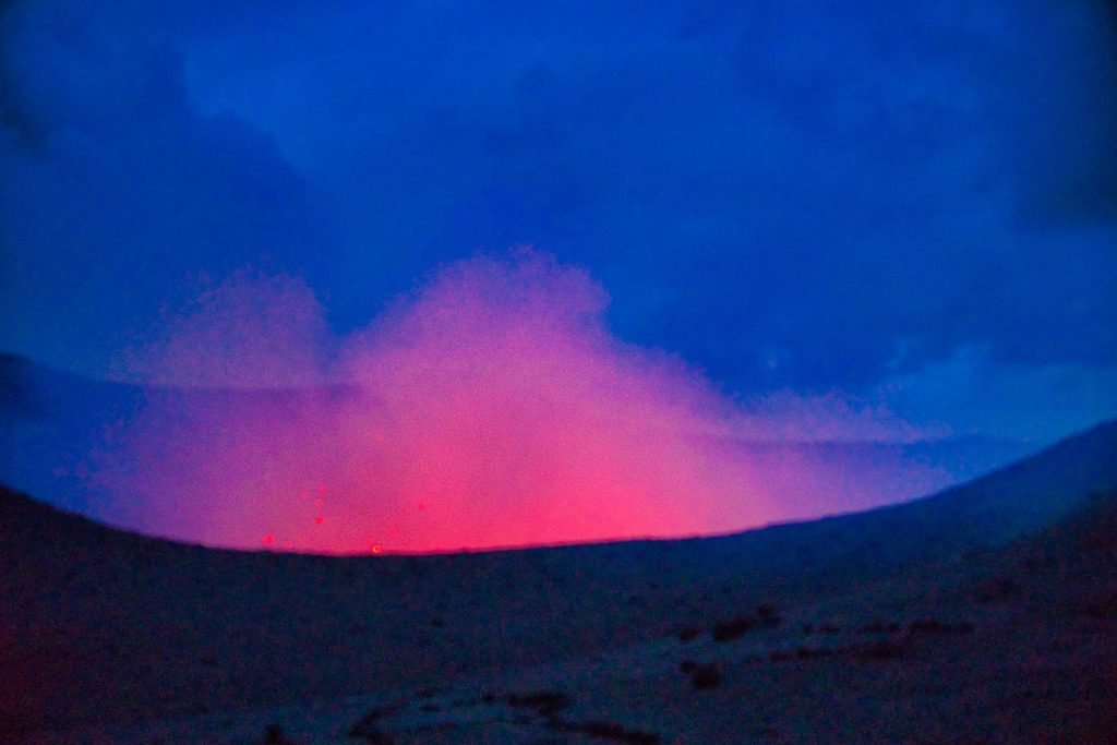 yasur volcano tanna vanuatu crater red glow at night