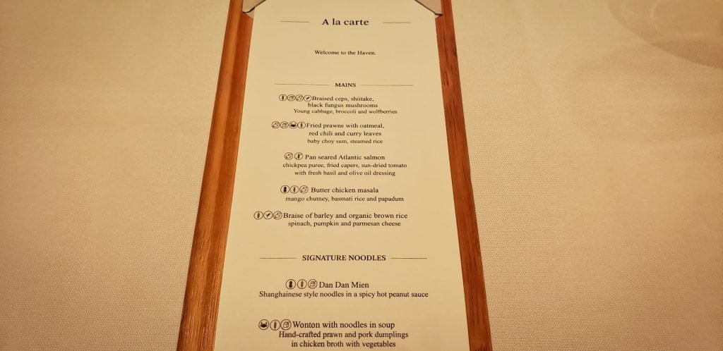 Cathay Pacific The Wing First Class Hong Kong A La Carte Menu