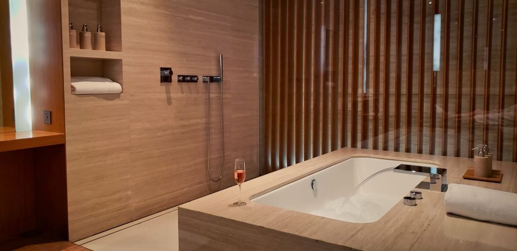 Cathay Pacific The Wing First Class Hong Kong Cabana Bath and Shower