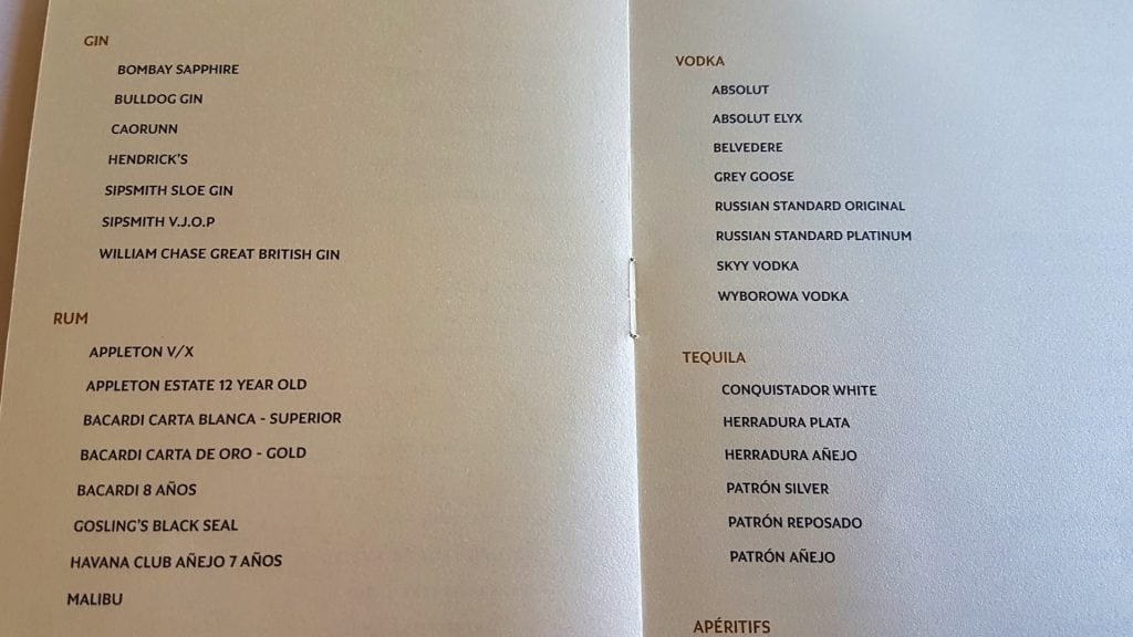 Etihad First Class Lounge Abu Dhabi Spirits