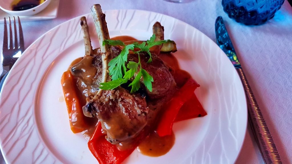 Qatar A380 First Class Dining Lamb