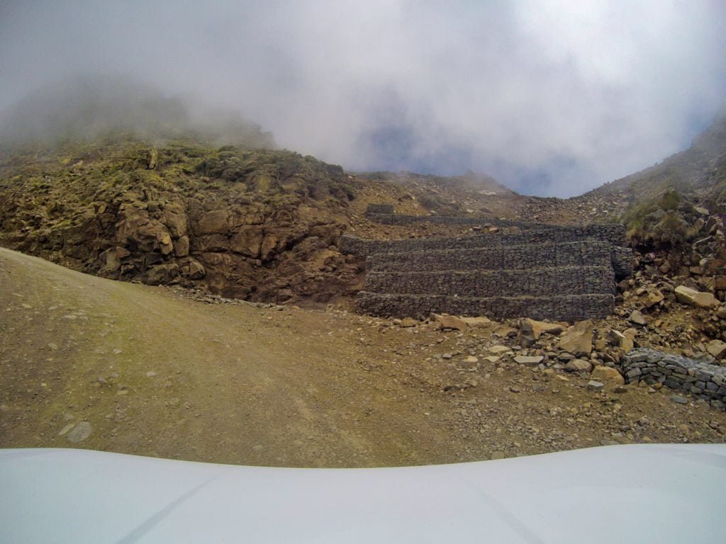 Sani Pass Drivers view Steep bends