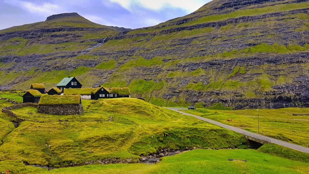 Faroe Islands Saksun turf roofed houses